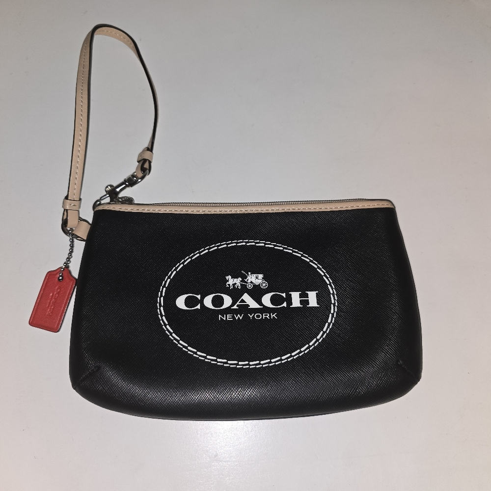 Coach Black Wristlet with Red Tag Wallet Bag